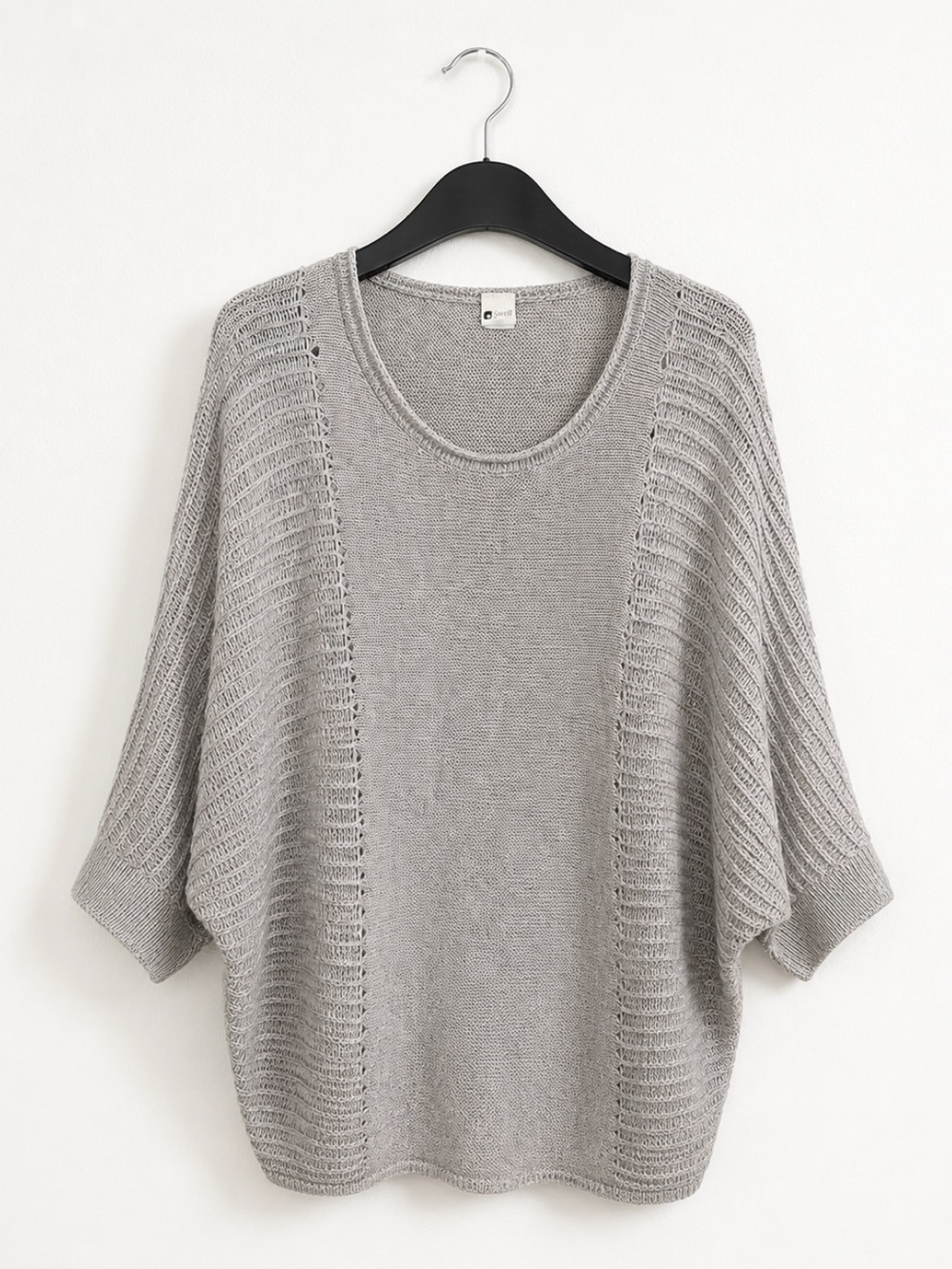 Swell Oversized Gray Open Knit Dolman Sweater Relaxed Boho